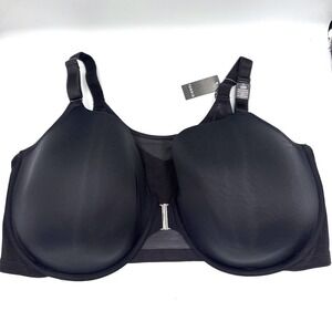 Torrid T-Shirt Bra 44H Black Minimalist Front-Close 360 Back Smoothing Mesh 1919